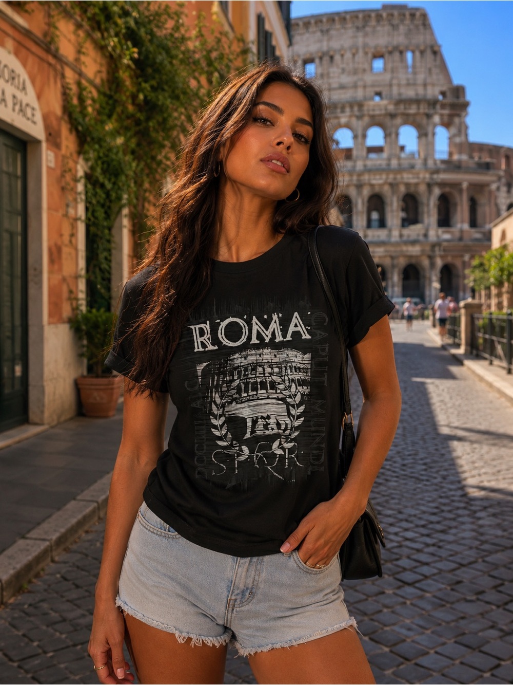 ROMA Graphic Black Short Sleeve Tee